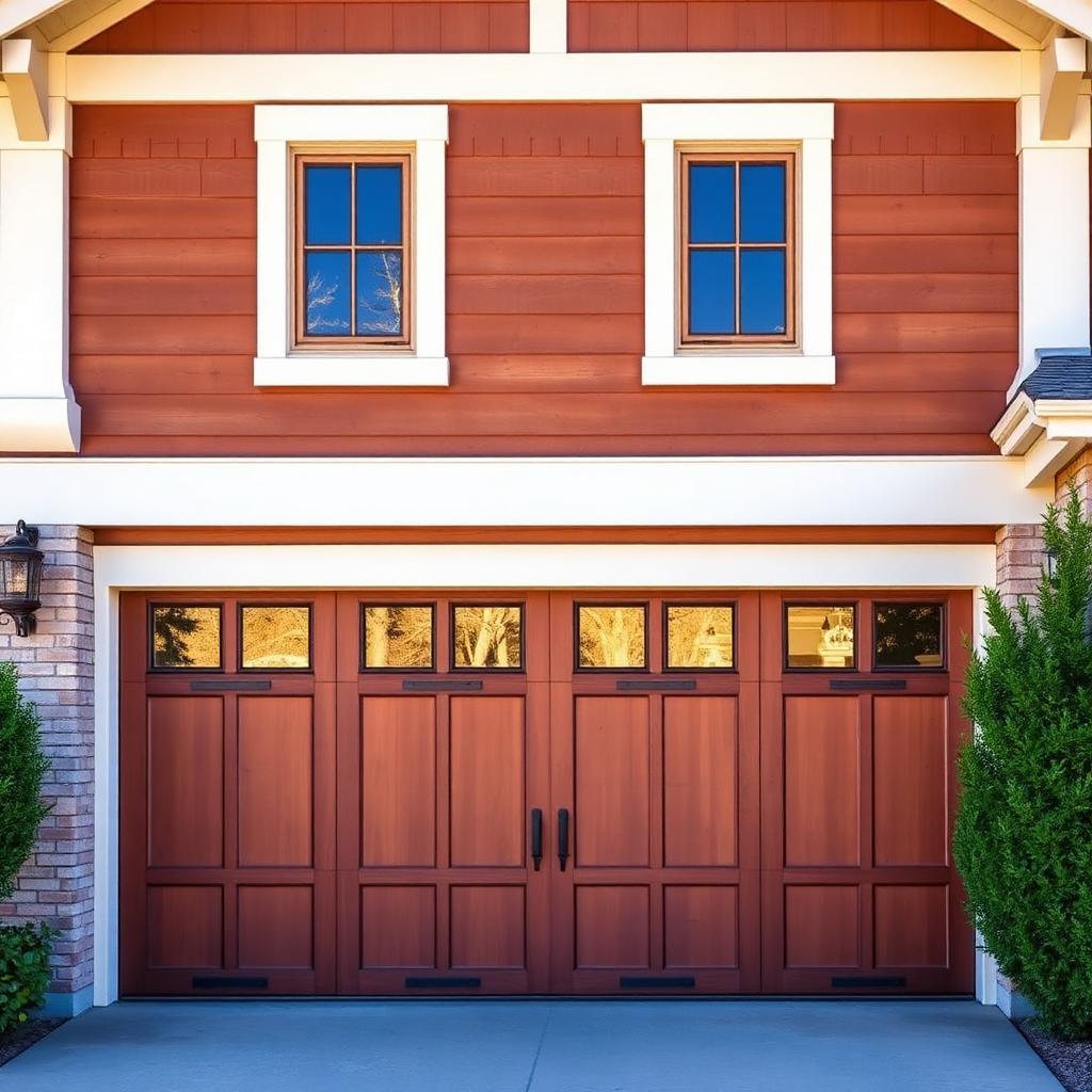 Beautiful craftsman style garage door installed by North Chelmsford Garage Doors on a residential home